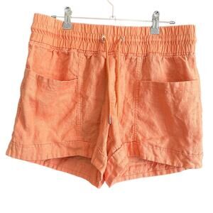ATHLETA | Cabo Peach Coral Linen Cuff Leg Shorts Pull-on | Size 10